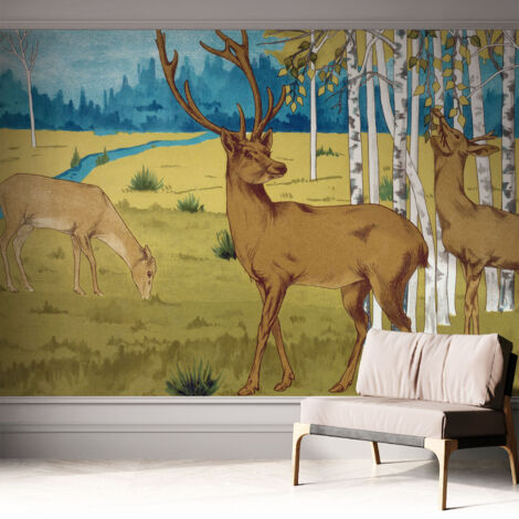 Fotomurale adesivo stickers - murali decorativo - soggiorno moderno - effetto realistico - Armonia boschiva 312x219 cm (1/5)