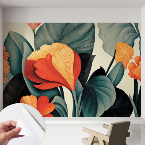 Carta da parati adesiva - lavabile - decorazione murale - per cucina - pellicola decorativa Fiori colorati 152x104 cm (1/5)