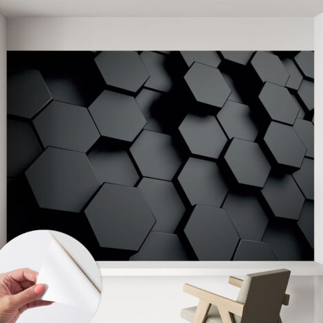 Carta da parati autoadesiva - Fotomurale adesivo - design elegante - stile moderno - Esagoni 3D 152x104 cm (1/5)