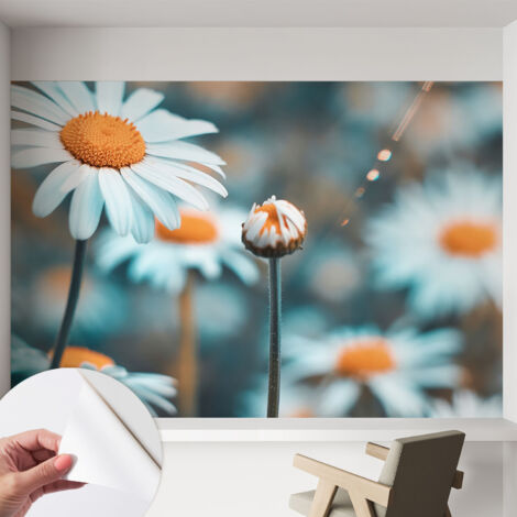 Carta da parati autoadesiva - fotomurale - decorazione parete - stile elegante - decorazione casa - Delicatezza di camomilla 152x104 cm (1/5)