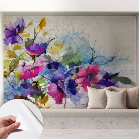 Carta da parati autoadesiva - impermeabile - murale da parete - decorazione murale - Fiori astratti 208x146 cm (1/5)