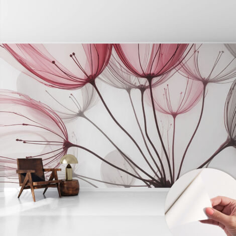 Carta da parati adesiva - lavabile - decorazione murale - per cucina - pellicola decorativa Silhouette floreali 416x254 cm (1/5)