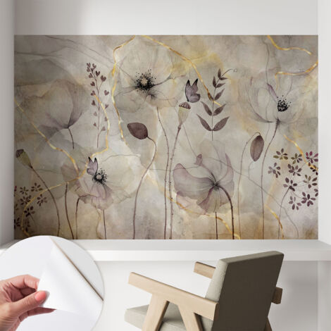 Fotomurale adesivo stickers - murali decorativo - soggiorno moderno - effetto realistico - Fiori delicati 104x70 cm (1/5)