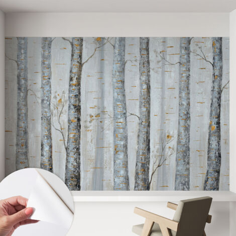 Carta da parati adesiva - fotomurale - facile da applicare - per la soggiorno - camera da letto - Alberi di betulla 152x104 cm