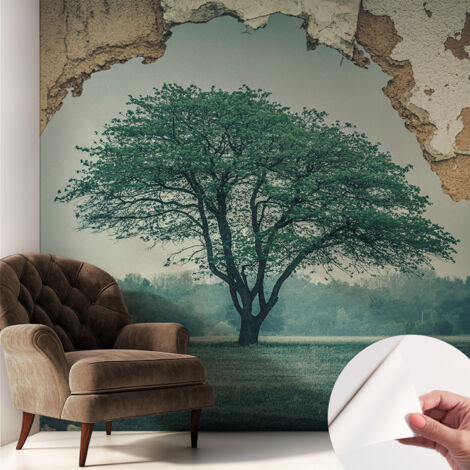 Carta da parati autoadesiva - impermeabile - murale da parete - decorazione murale - Albero solitario 250x250 cm (1/5)