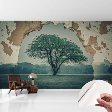 Carta da parati autoadesiva - impermeabile - murale da parete - decorazione murale - Albero solitario 416x254 cm (1/5)