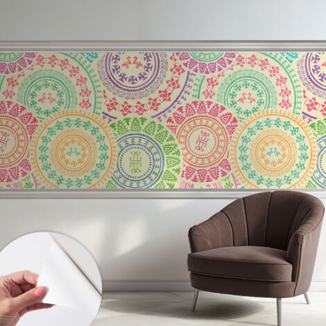 Carta da parati autoadesiva - fotomurale - decorazione parete - murale - adesivo da muro - Mandala colorati 250x104 cm