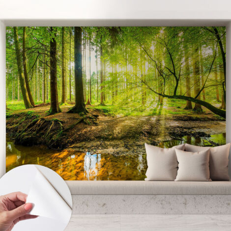 Fotomurale adesivo stickers - murali decorativo - soggiorno moderno - effetto realistico - Paesaggio verde 208x146 cm (1/5)