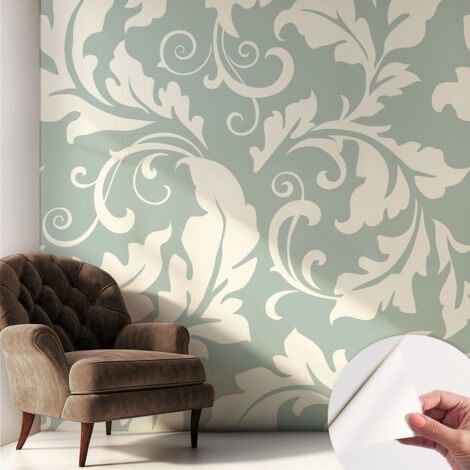 Carta da parati autoadesiva moderna - fotomurale - lavabile - ufficio - design moderno - Foglie decorative 250x250 cm (1/5)