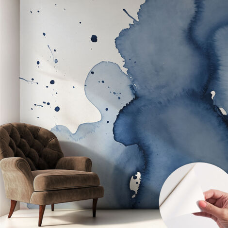 Carta da parati autoadesiva - fotomurale - decorazione parete - stile elegante - decorazione casa - Spruzzi blu scuro 250x250 cm (1/5)