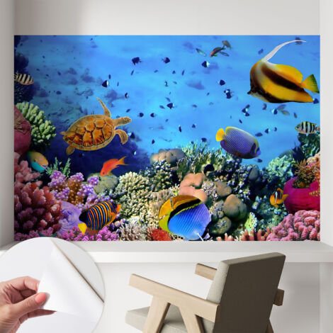 Carta da parati adesiva - lavabile - decorazione murale - per cucina - pellicola decorativa Barriera corallina 104x70 cm