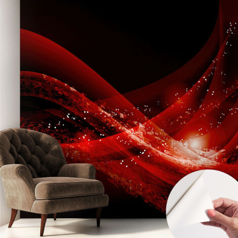 Carta da parati autoadesiva - Fotomurale adesivo - design elegante - stile moderno - Vortice rosso 250x250 cm (1/5)