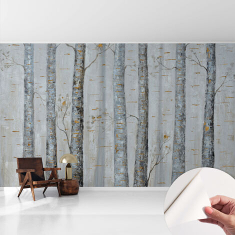 Fotomurale adesivo stickers - per camera da letto - per corridoio - decorazione casa moderna Alberi di betulla 416x254 cm (1/5)