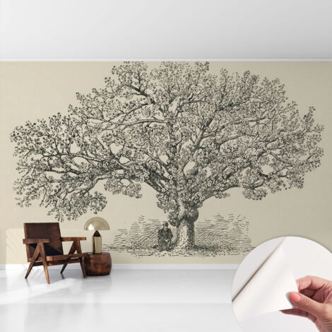 Carta da parati autoadesiva - Fotomurale adesivo - soggiorno moderno - resistente - Illustrazione di un albero 416x254 cm (1/5)