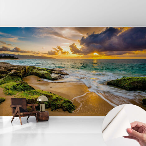 Carta da parati adesiva - fotomurale - facile da applicare - per la soggiorno - camera da letto - Armonia marina 416x254 cm (1/5)