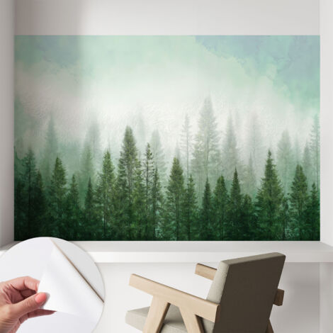 Carta da parati autoadesiva - Fotomurale adesivo - soggiorno moderno - resistente - Lupo nel bosco 104x70 cm