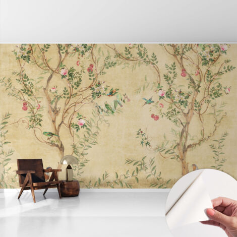 Carta da parati adesiva - fotomurale - facile da applicare - per la soggiorno - camera da letto - Accenti floreali 416x254 cm (1/5)