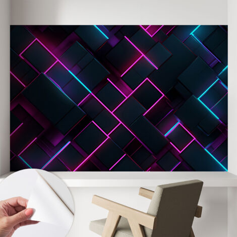 Carta da parati adesiva - fotomurale - facile da applicare - per la soggiorno - camera da letto - Geometria neon 104x70 cm (1/5)