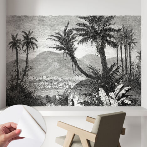 Carta da parati autoadesiva - Fotomurale adesivo - soggiorno moderno - resistente - Oasi tropicale 104x70 cm (1/5)