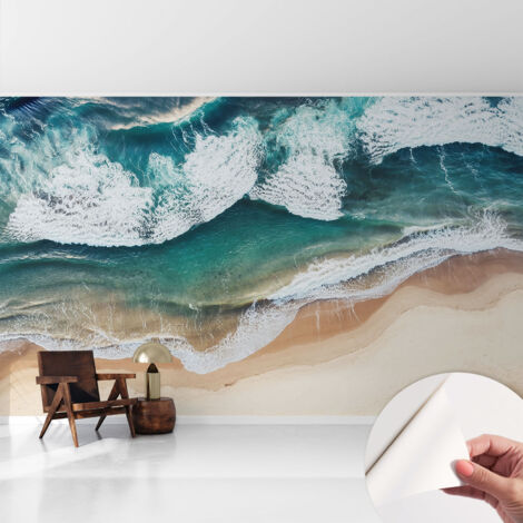Carta da parati autoadesiva - fotomurale - alta qualità - per la cucina - camera da letto - Onde marine 416x254 cm (1/5)