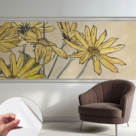 Carta da parati autoadesiva - fotomurale - decorazione parete - stile elegante - decorazione casa - Fiori ad acquerello 250x104 cm (1/5)