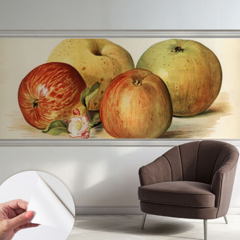 Carta da parati autoadesiva - impermeabile - murale da parete - decorazione murale - Mele e fiori 250x104 cm (1/5)