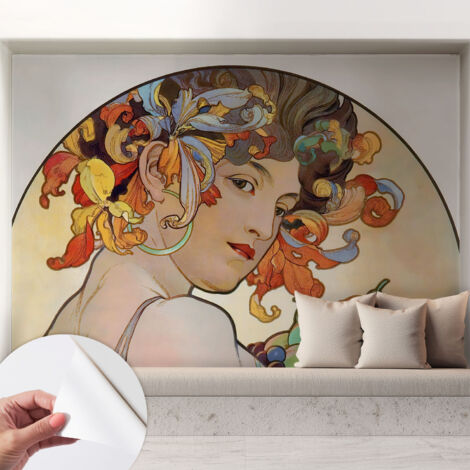 Carta da parati autoadesiva - impermeabile - murale da parete - decorazione murale - Art Nouveau colorata 208x146 cm (1/5)