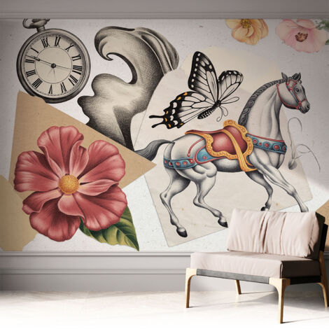 Fotomurale adesivo stickers - per camera da letto - per corridoio - decorazione casa moderna Fiori vintage 312x219 cm (1/5)