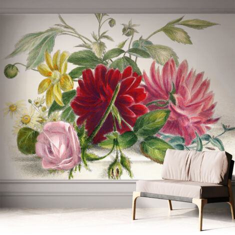 Carta da parati autoadesiva - Fotomurale adesivo - soggiorno moderno - resistente - Mazzo di fiori 312x219 cm (1/5)