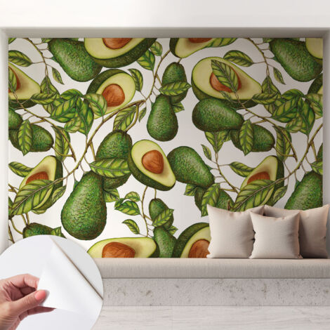 Carta da parati autoadesiva - fotomurale - alta qualità - per la cucina - camera da letto - Motivo avocado 208x146 cm (1/5)