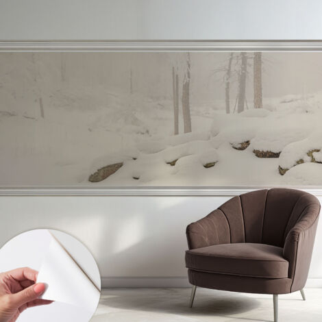 Fotomurale adesivo - murale da parete - Carta da parati autoadesiva - design parete moderno - Foresta innevata 250x104 cm (1/5)