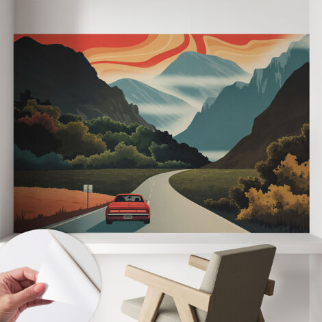 Fotomurale adesivo - murale da parete - Carta da parati autoadesiva - design parete moderno - Avventura in montagna 104x70 cm (1/5)