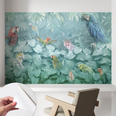 Carta da parati autoadesiva - fotomurale - decorazione parete - stile elegante - decorazione casa - Uccelli esotici 104x70 cm (1/5)