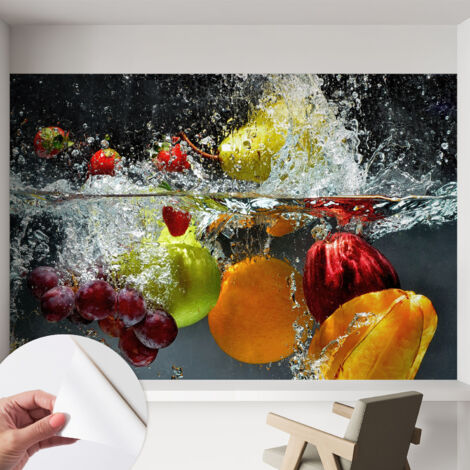 Fotomurale adesivo stickers - per camera da letto - per corridoio - decorazione casa moderna Frutta nell'acqua 152x104 cm (1/5)
