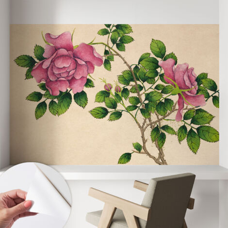 Carta da parati autoadesiva - fotomurale - decorazione parete - stile elegante - decorazione casa - Rose romantiche 104x70 cm (1/5)
