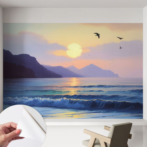 Carta da parati adesiva - lavabile - decorazione murale - per cucina - pellicola decorativa Tramonto sul mare 152x104 cm