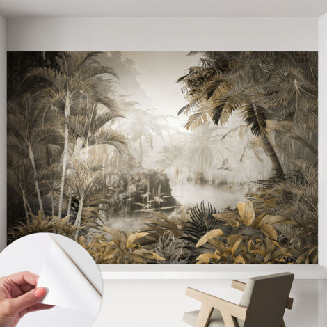 Carta da parati adesiva - fotomurale - facile da applicare - per la soggiorno - camera da letto - Foresta tropicale 152x104 cm (1/5)