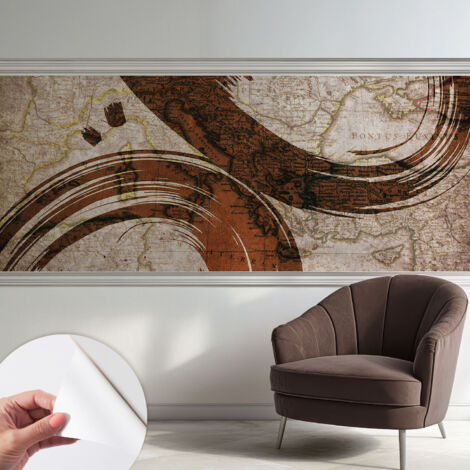Fotomurale adesivo - murale da parete - Carta da parati autoadesiva - design parete moderno - Mappa artistica 250x104 cm (1/5)