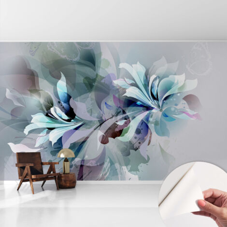 Carta da parati adesiva - lavabile - decorazione murale - per cucina - pellicola decorativa Astrazione floreale 416x254 cm (1/5)