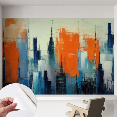 Carta da parati adesiva - lavabile - decorazione murale - per cucina - pellicola decorativa Città astratta 152x104 cm