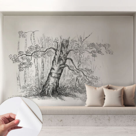 Carta da parati autoadesiva - impermeabile - murale da parete - decorazione murale - Albero della foresta 208x146 cm (1/5)