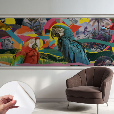 Fotomurale adesivo stickers - murali decorativo - soggiorno moderno - effetto realistico - Uccelli esotici 250x104 cm (1/5)