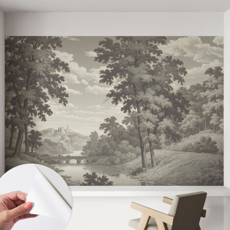 Carta da parati autoadesiva - impermeabile - murale da parete - decorazione murale - Castello e ponte 152x104 cm (1/5)