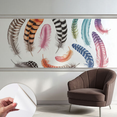 Carta da parati adesiva - lavabile - decorazione murale - per cucina - pellicola decorativa Piume pastello 250x104 cm (1/5)
