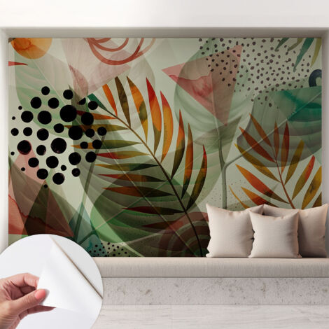 Fotomurale adesivo stickers - murali decorativo - soggiorno moderno - effetto realistico - Foglie astratte 208x146 cm (1/5)