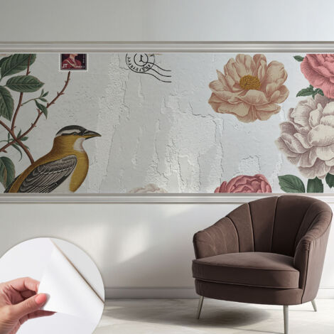 Fotomurale adesivo - Carta da parati adesiva - per la cucina camera da letto per la soggiorno - Fiori vintage 250x104 cm (1/5)