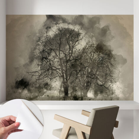 Carta da parati adesiva - fotomurale - facile da applicare - per la soggiorno - camera da letto - Alberi misteriosi 104x70 cm (1/5)