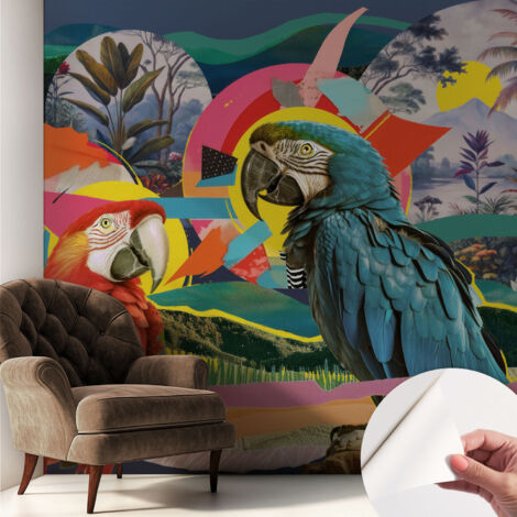 Fotomurale adesivo stickers - murali decorativo - soggiorno moderno - effetto realistico - Uccelli esotici 250x250 cm (1/5)