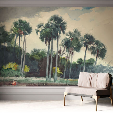 Fotomurale adesivo - murale da parete - Carta da parati autoadesiva - design parete moderno - Palme esotiche 312x219 cm (1/5)