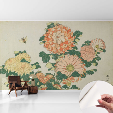 Carta da parati autoadesiva - Fotomurale adesivo - soggiorno moderno - resistente - Fiori di crisantemo 416x254 cm (1/5)